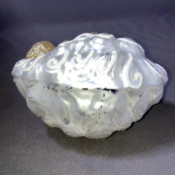 1 - Vintage Santa Head Ornament / Hand Blown Glass / Mercury / Glitter / Flaws - Picture 13 of 13